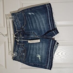 NEW! Prana Distressed Blue Denim Released Hem Jean Shorts NWT Size 4 (27)